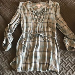 Motherhood Maternity Plaid Tie Front Shirt